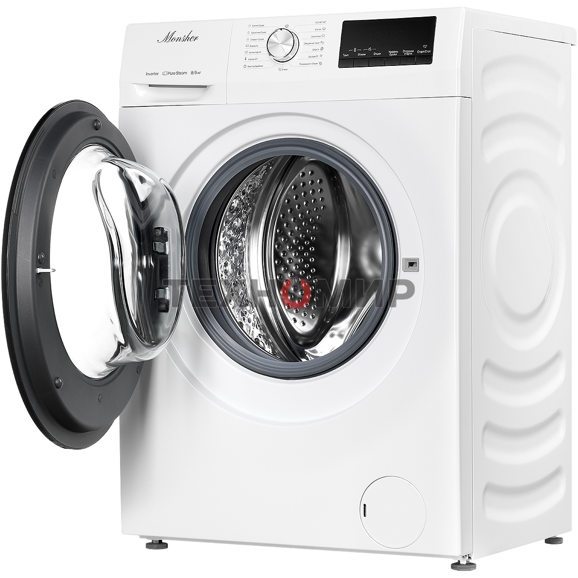 Стиральная машина с сушкой MONSHER MWDM 460 Blanc отдельностоящая, фронтальная, 15 программ, загрузка 8 кг, 1400 об/мин, кнопочное управление, инверторный двигатель, блокировка от детей, энергоэффективность В, белый