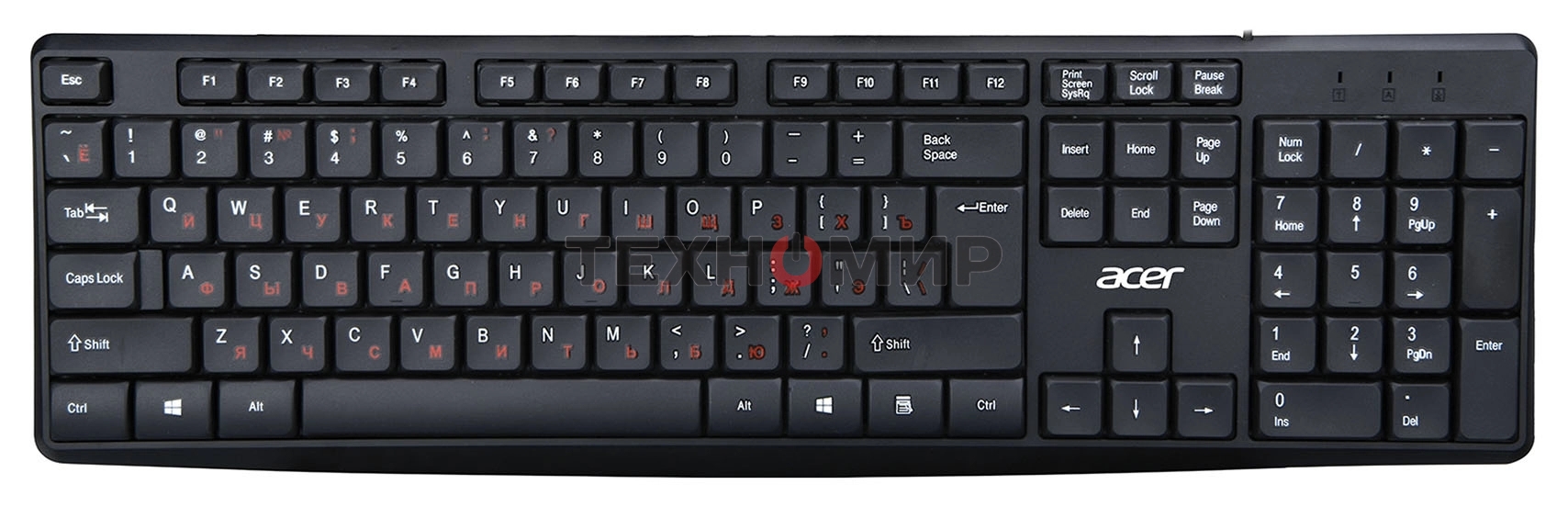 Комплект клавиатура+мышь Acer OMW141 проводной, USB, 1200 DPI, чёрный