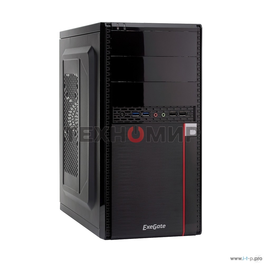 Компьютерный корпус Minitower ExeGate MA-371X Black, mATX (UN350, 120мм) 2хUSB+2хUSB 3.0, Audio
