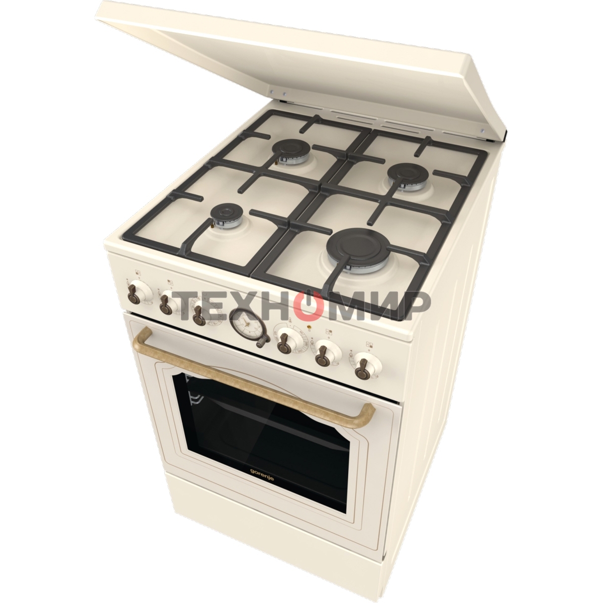 Плита комбинированная Gorenje GKS5B70CLI бежевый, конфорок 4 газовых, духовка 70 л, 50 см x 85 см x 59.4 см