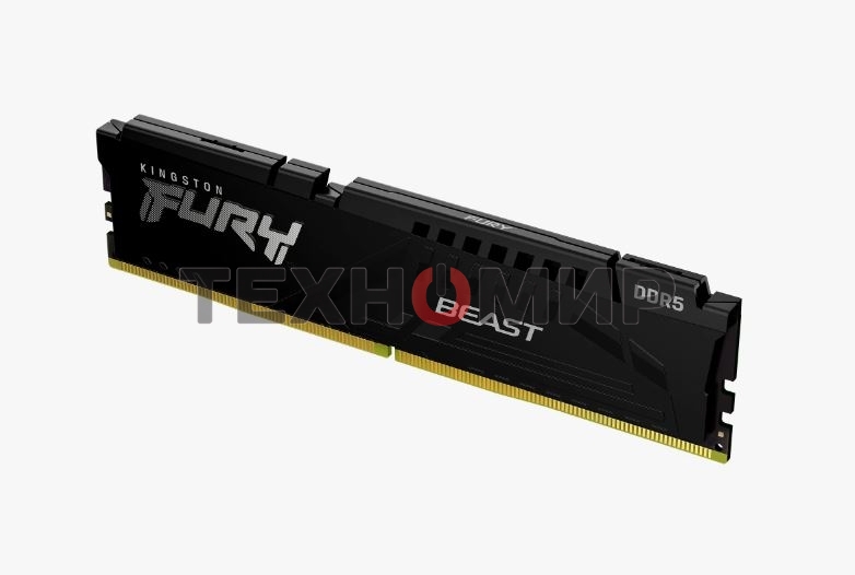 Оперативная память Kingston Fury Beast, DDR5, 16GB (1x16 GB), 5200 MHz, CL40, DIMM, с радиатором, черный