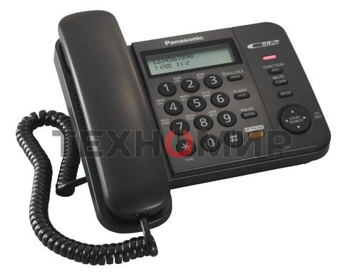 Телефон проводной Panasonic KX-TS2358RUB черный АОН,Caller ID,ЖКД,блокировка набора,выключение микрофона,кнопка 