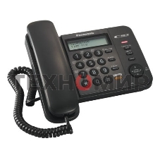 Телефон проводной Panasonic KX-TS2358RUB черный АОН,Caller ID,ЖКД,блокировка набора,выключение микрофона,кнопка 