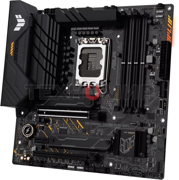 Материнская плата ASUS TUF GAMING B660M-PLUS WIFI, LGA 1700, Intel B660, 4xDDR5, 4xSATA, 2xM.2, 1xPCIe 5.0 x16, 1xPCIe 3.0 x4, 1xPCIe x1, 1xDP, 1xHDMI, 1x 2.5Gb LAN, 4xUSB-A 3.2 Gen 2, 1xUSB-A 3.2 Gen 1, 2xUSB 2.0, 1xUSB-C 3.2 Gen 2x2, 5x3.5 мм, 7.1, mATX