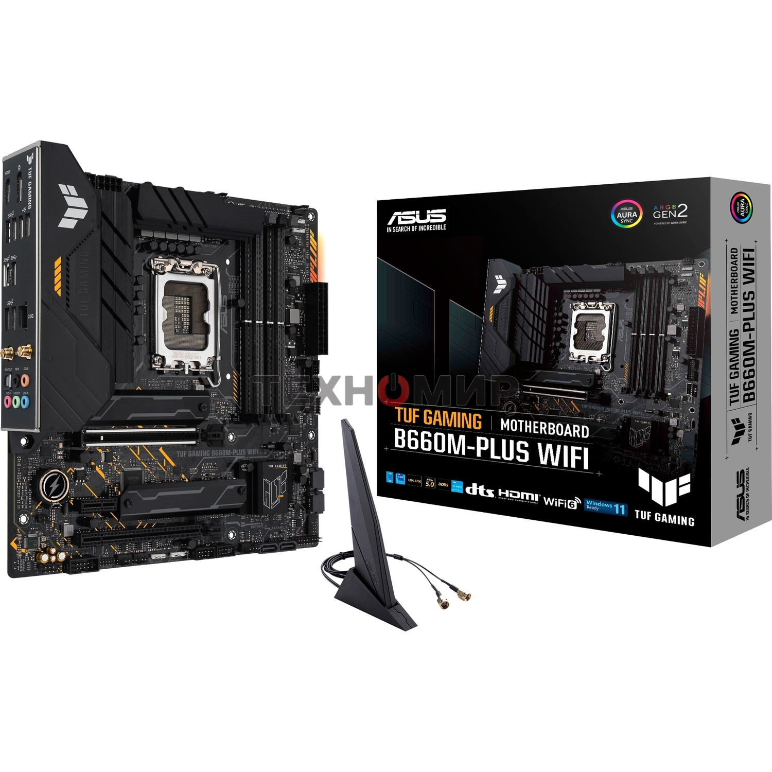 Материнская плата ASUS TUF GAMING B660M-PLUS WIFI, LGA 1700, Intel B660, 4xDDR5, 4xSATA, 2xM.2, 1xPCIe 5.0 x16, 1xPCIe 3.0 x4, 1xPCIe x1, 1xDP, 1xHDMI, 1x 2.5Gb LAN, 4xUSB-A 3.2 Gen 2, 1xUSB-A 3.2 Gen 1, 2xUSB 2.0, 1xUSB-C 3.2 Gen 2x2, 5x3.5 мм, 7.1, mATX