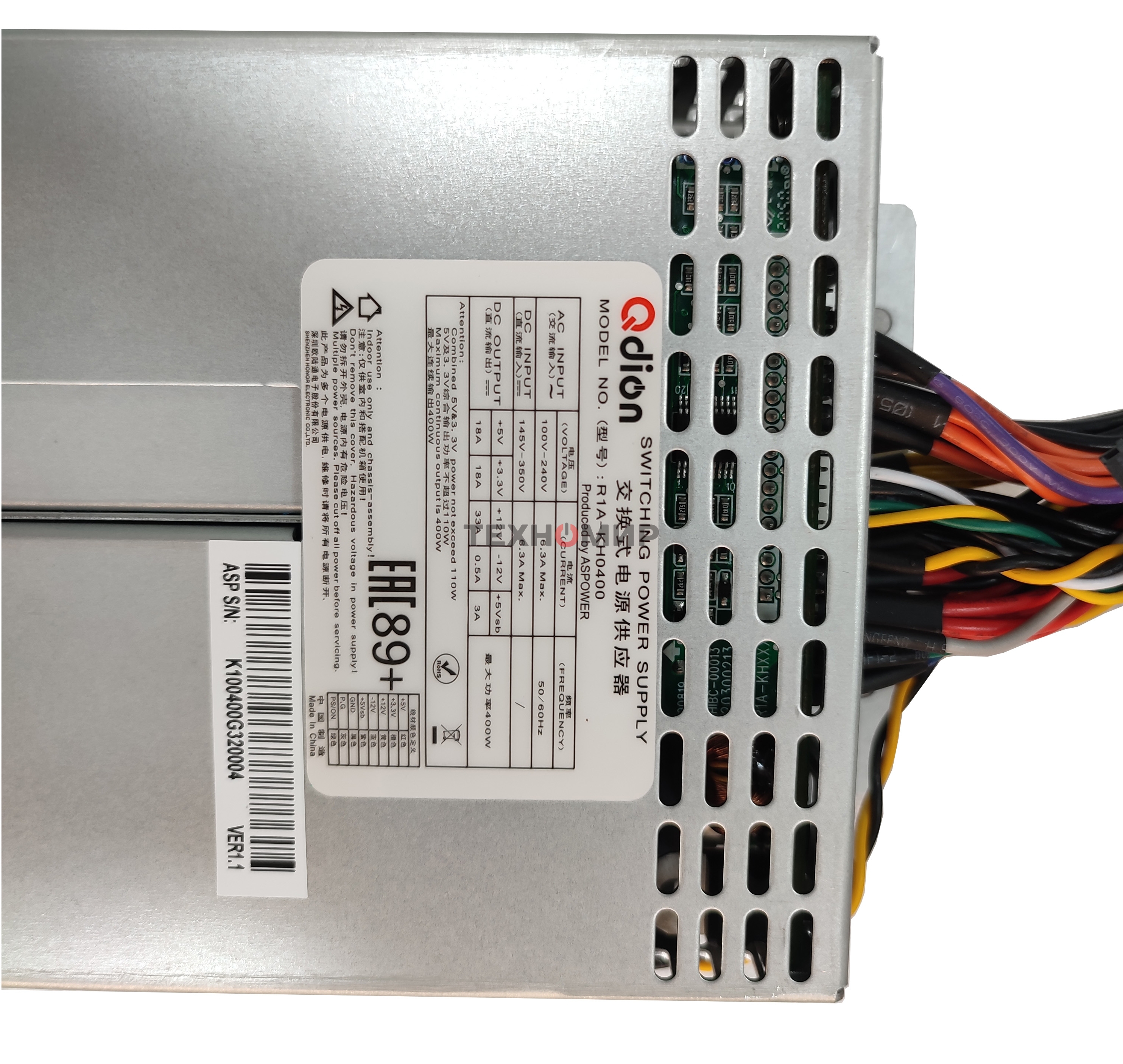 Блок питания серверный R1A-KH0400 (FPP-R1A-KH0400) 1U Redundant 400W (ШВГ=106x41,5x218мм), 80 PLUS Gold, Oper.temp 0C~50C, AC/DC dual input