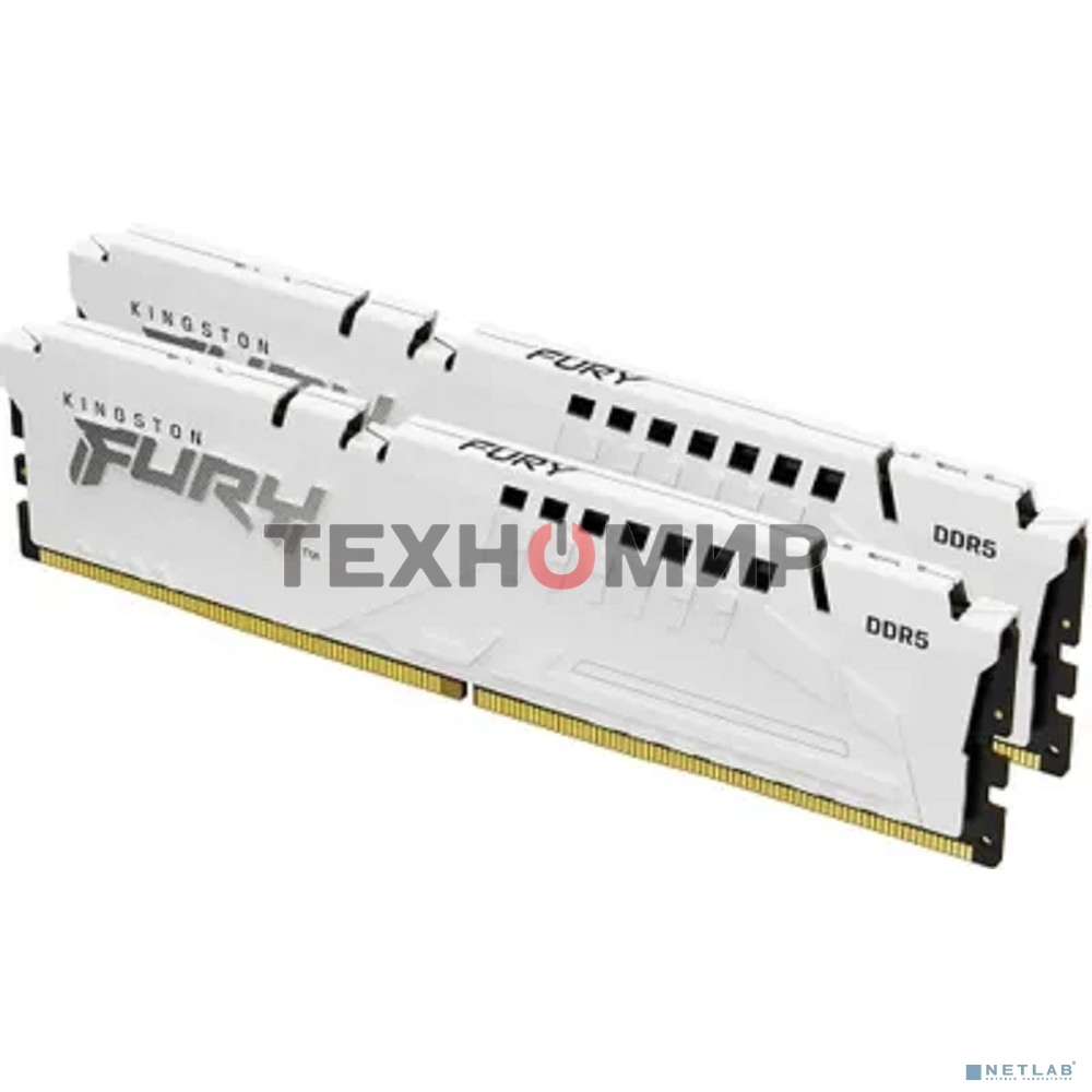 Оперативная память Kingston Fury Beast, DDR5, 32Gb (2x16 Gb), 5600 MHz, CL36, DIMM, радиатор, белый