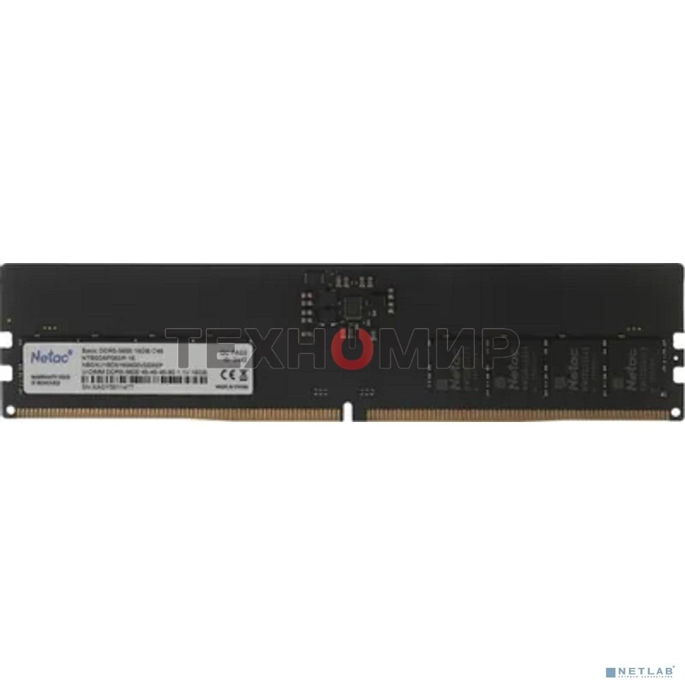 Оперативная память NETAC Basic, DDR5, 16Gb (1x16Gb), 5600MHz, CL46, DIMM