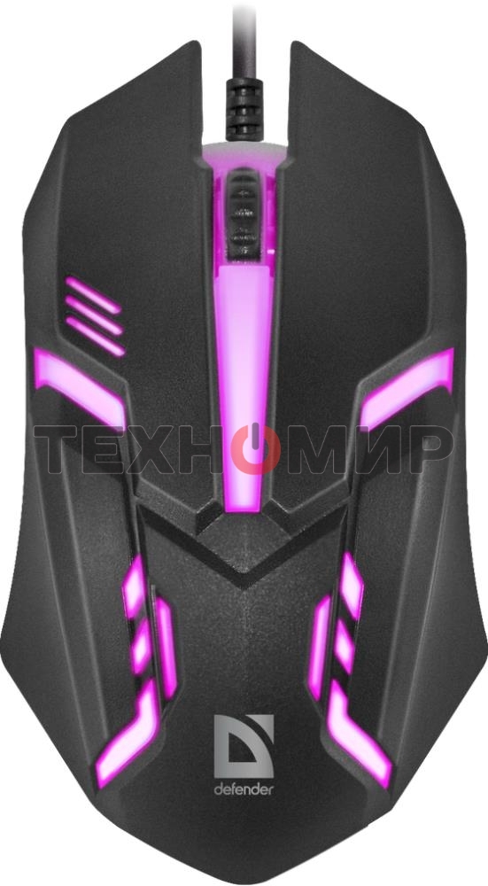Мышь проводная Defender Cyber MB-560L черный, 1200 dpi, USB, кнопки - 3