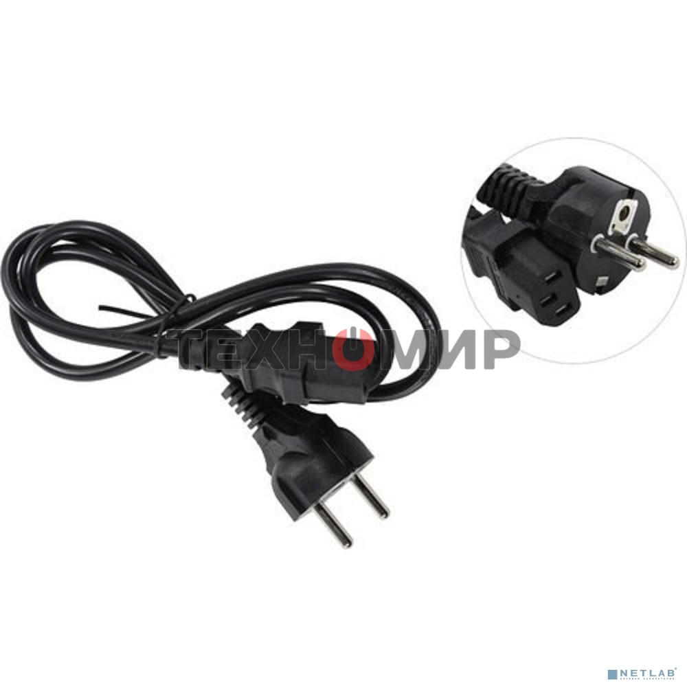 Кабель питания ExeGate Special PC-1S (Евровилка Schuko->С13) 3*0.5, CCA, черный, 1.0м