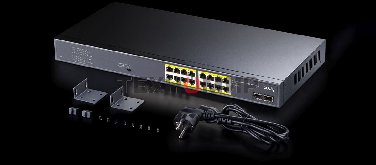 Коммутатор Cudy GS1020PS2 (L2) 16x1 Гбит/с 2SFP 16PoE+ 200W неуправляемый