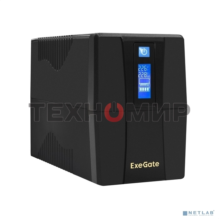 Источник бесперебойного питания ExeGate Power Smart ULB-1000.LCD.AVR.4C13 1000VA/550W, LCD, AVR, 4*C13, черный