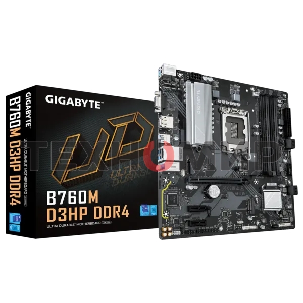 Материнская плата Gigabyte B760M D3HP DDR4, LGA 1700, Intel B760, 4xDDR4, 4xSATA, 2xM.2, 1xPCIe 4.0 x16, 2xPCIe x1, 1xHDMI, 1xVGA, 1xDP, 1x 1Gb LAN, 3xUSB-A 3.2 Gen 1, 2xUSB-A 2.0, 3x3.5 мм, 7.1, mATX