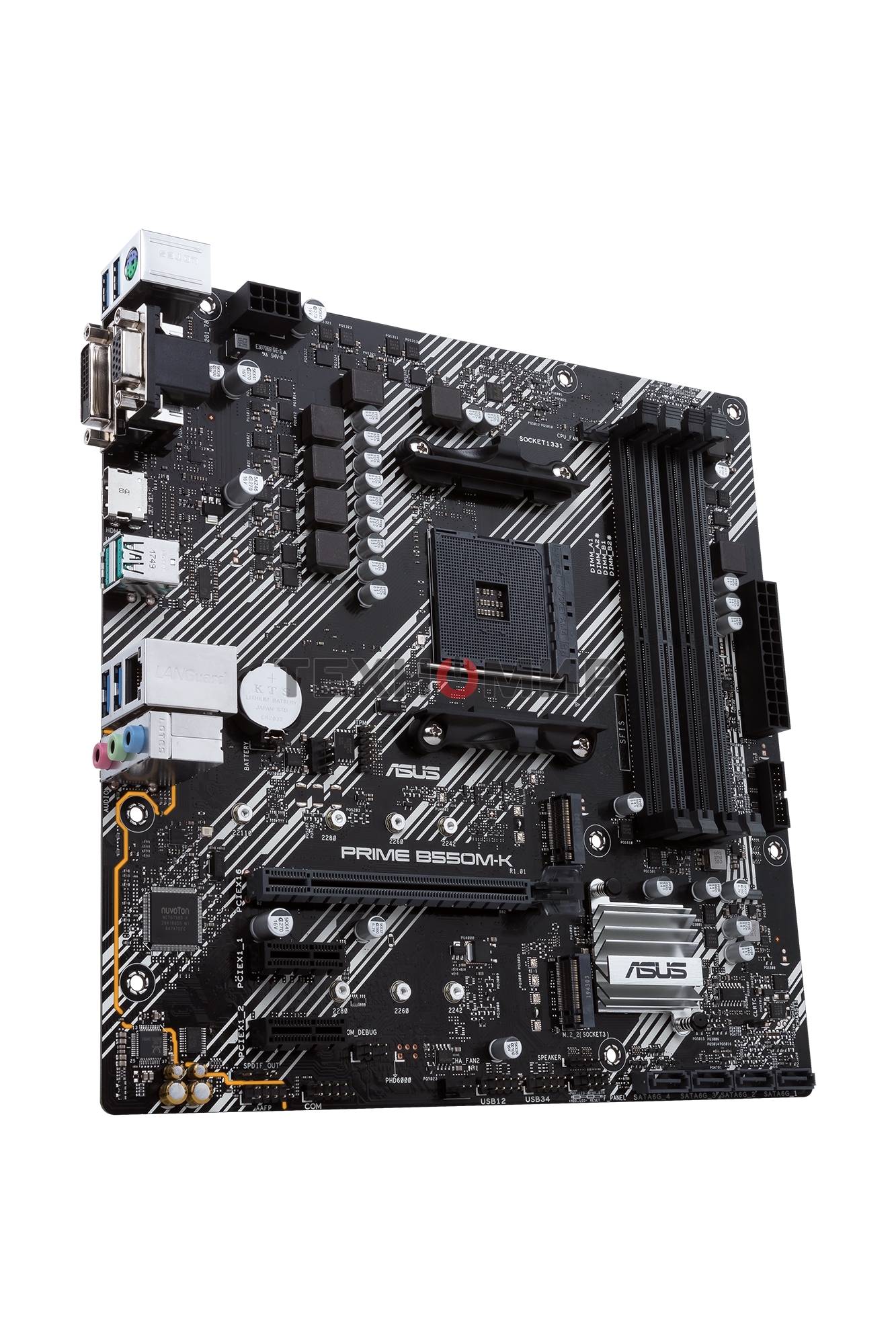 Материнская плата ASUS PRIME B550M-K, AM4, AMD B550, 4xDDR4, 4xSATA, 2xM.2, 1xPCIe 4.0 x16, 2xPCIe x1, 1xDVI-D, 1xHDMI, 1xVGA, 1x 1Gb LAN, 4xUSB 3.2 Gen 1, 2xUSB 3.2 Gen 2, 3x3.5 мм, 7.1, mATX