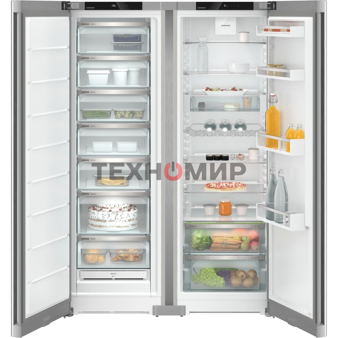 Холодильник Liebherr XRFsf 5220-22 001 (SFNsfd 5227-22 001 + SRsfd 5220-22 001) серебристый двухкамерный 398/271л морозилка сбоку, No Frost, Side by Side