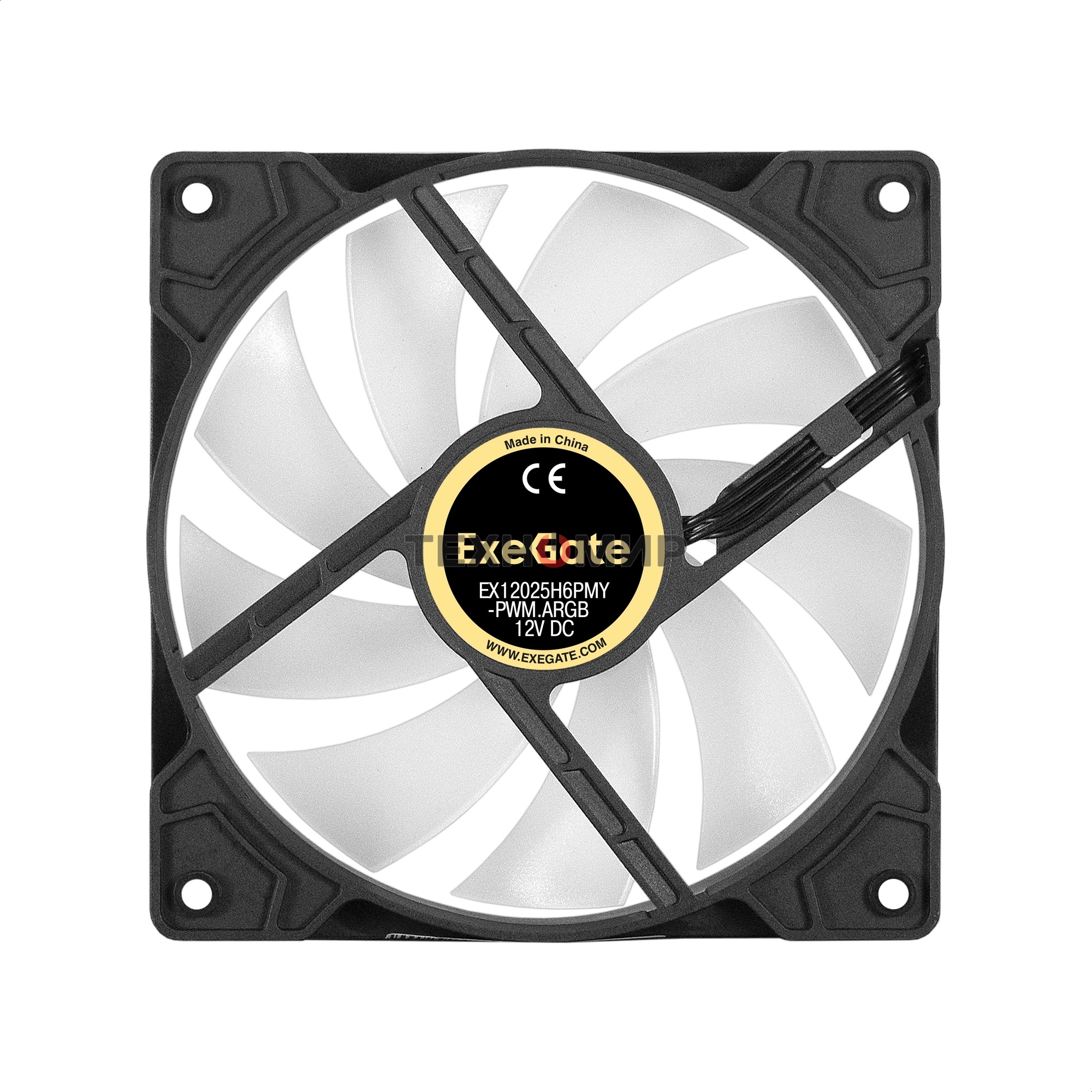 Вентилятор для корпуса ExeGate EX12025H6PMY-PWM.ARGb черный, 120 мм, 1200 об/мин, 33 дБ, 6 pin