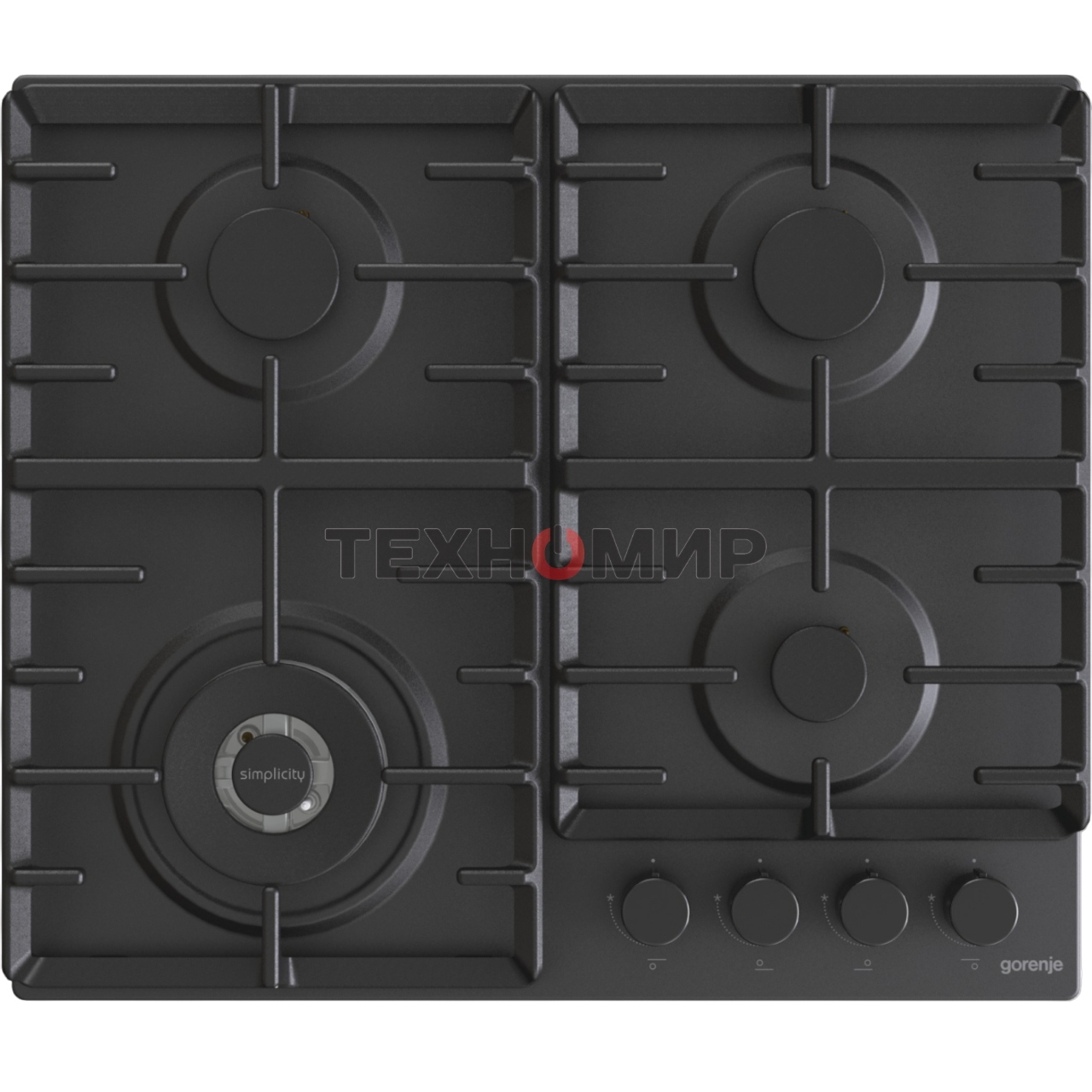 Газовая варочная панель Gorenje GW642SYB, 4 конфорки, эмалированная сталь, черный