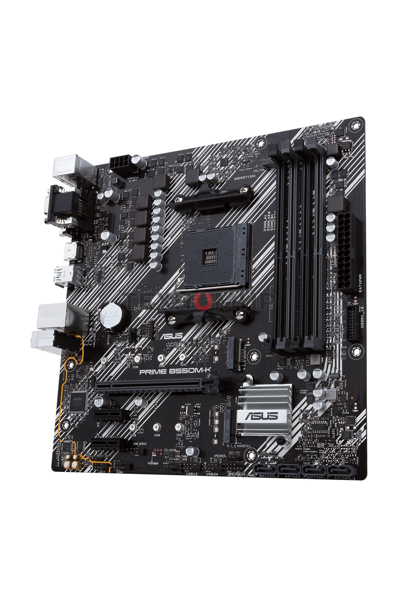 Материнская плата ASUS PRIME B550M-K, AM4, AMD B550, 4xDDR4, 4xSATA, 2xM.2, 1xPCIe 4.0 x16, 2xPCIe x1, 1xDVI-D, 1xHDMI, 1xVGA, 1x 1Gb LAN, 4xUSB 3.2 Gen 1, 2xUSB 3.2 Gen 2, 3x3.5 мм, 7.1, mATX