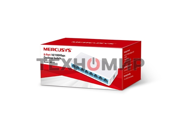 Коммутатор Mercusys MS108, 8 портов Ethernet 100 Мбит/с