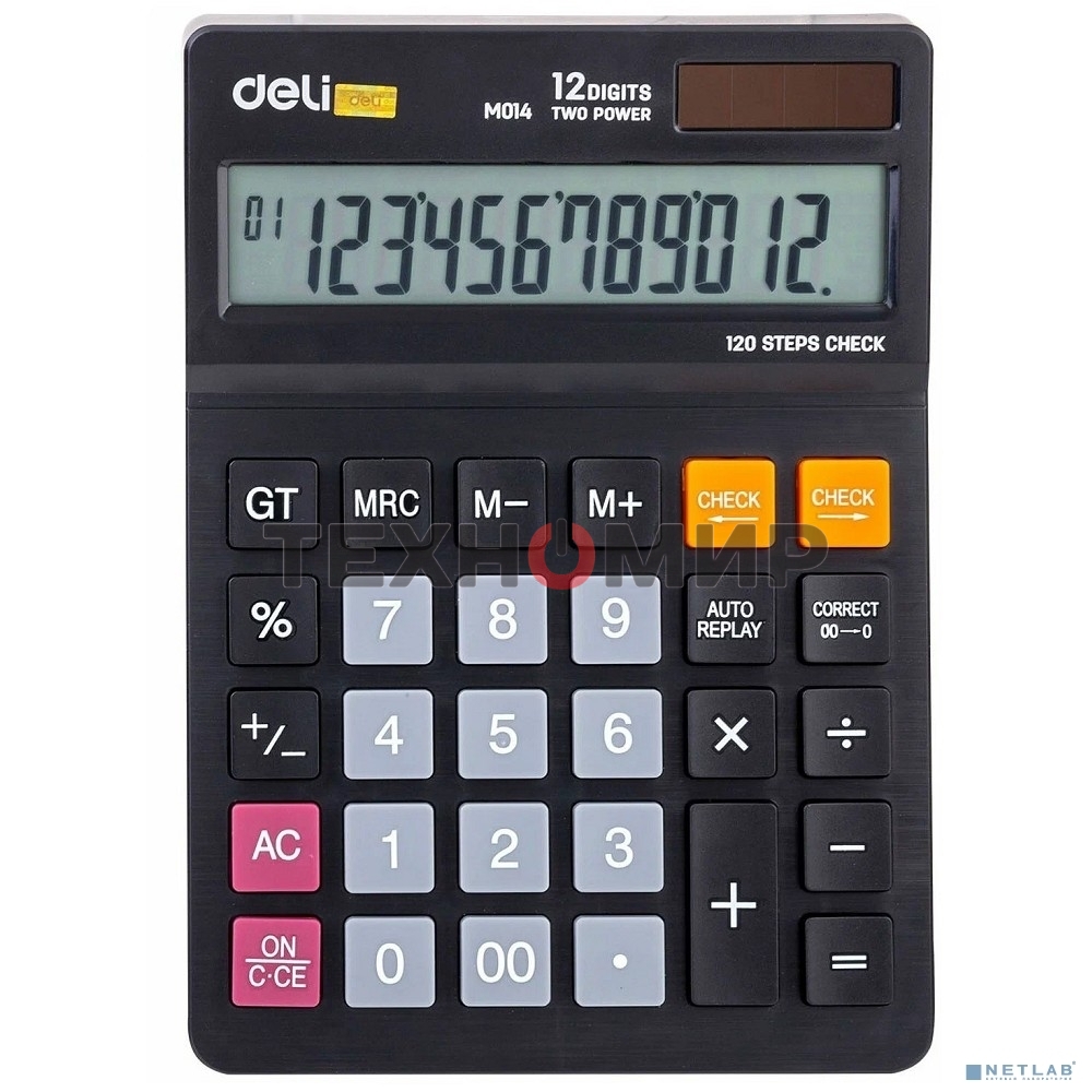 Калькулятор настольный Deli EM01420 черный 12-разр.