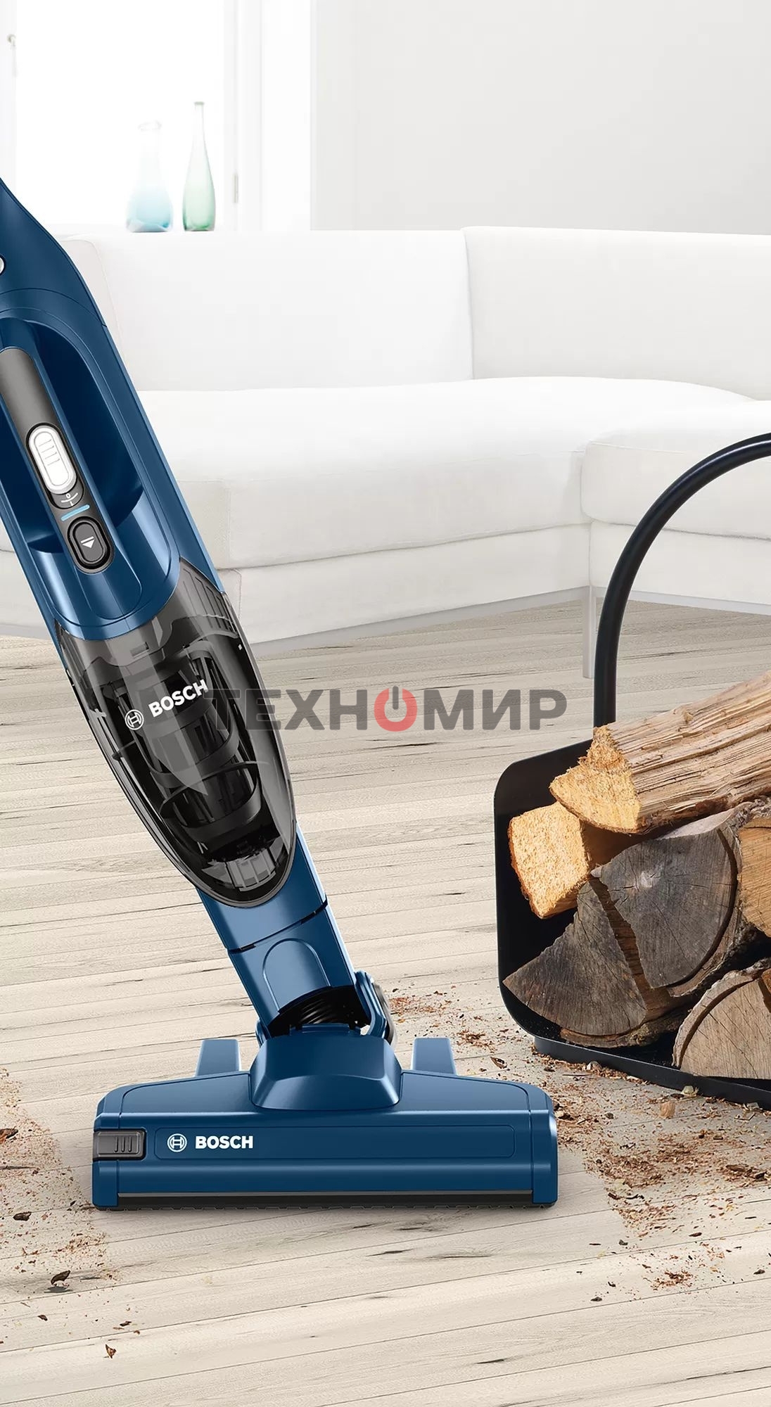 Пылесос вертикальный Bosch Readyy''y BCHF2MX20 синий, питание от аккумулятора, уборка сухая, работа от АКБ max 44 мин