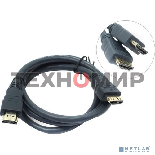 Кабель HDMI CP-HM-HM-1M Wize,1 м, v.2.0, K-Lock, soft cable, 19M/19M, позол.разъемы, экран, темно-серый, пакет