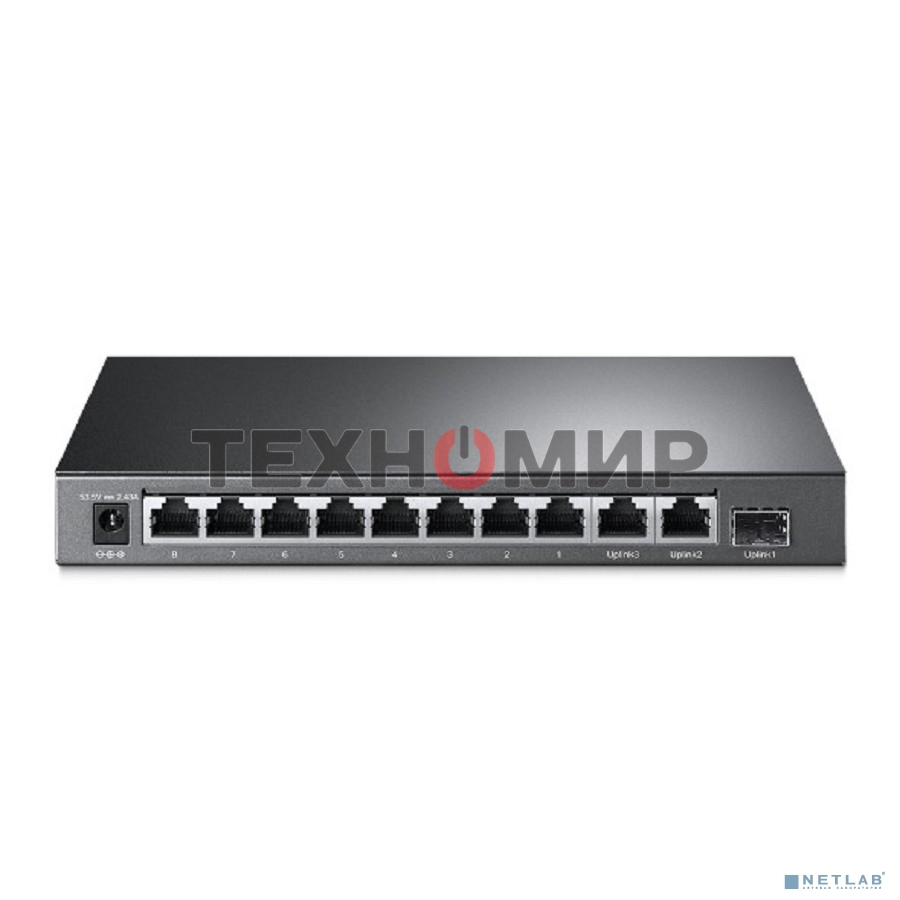 Коммутатор TP-Link 8-port 10/100Mbps Unmanaged PoE switch, 2 Gb RJ45 + 1 Gb SFP uplinks, PoE budget up to 124W