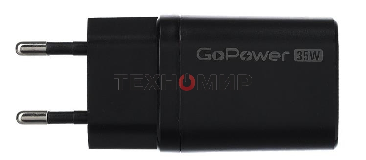 Сетевое зарядное устройство GOPOWER 1USB+1TYPE-C 35W QC3.0 00-00028403 черный