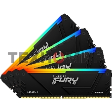 Оперативная память Kingston Fury Beast, DDR4, 32GB (4x8GB), 3600MHz, CL17, DIMM, с радиаторами, RGB, черный