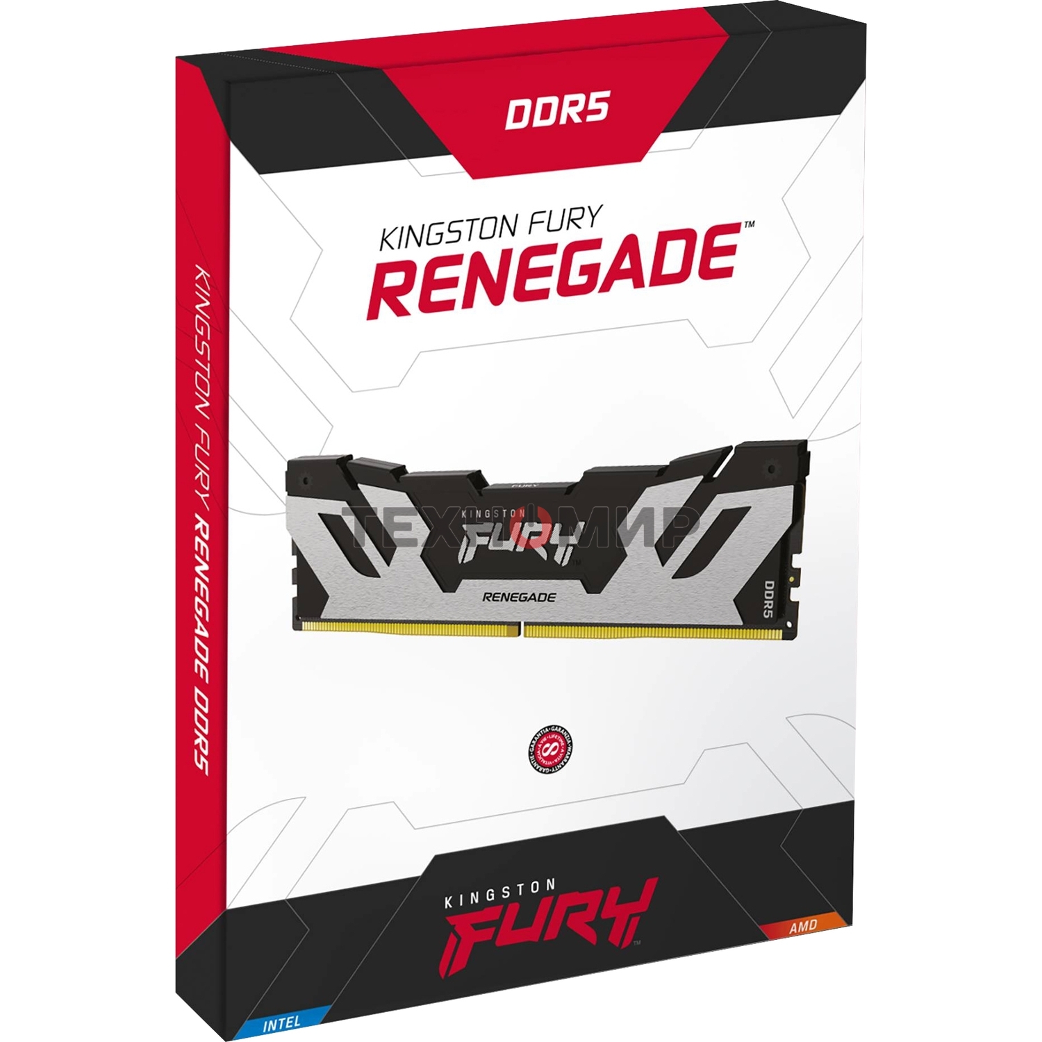 Оперативная память Kingston Fury Renegade, DDR5, 32Gb (1x32GB), 6400MHz, CL32, DIMM, радиатор, серебристый/черный