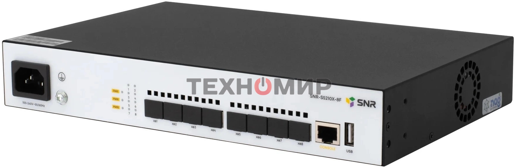 Коммутатор управляемый SNR 2+, 8 x 1/10GE SFP+. Питание: 220V AC