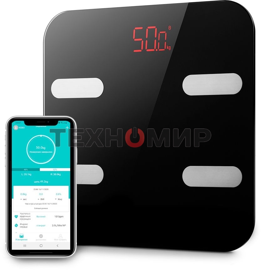 Весы напольные электронные Kitfort KT-806 макс.180кг черный