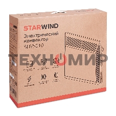 Конвектор электрический Starwind SHV5010, белый, 1000 Вт, 15 м2, термостат, 1 режим мощности