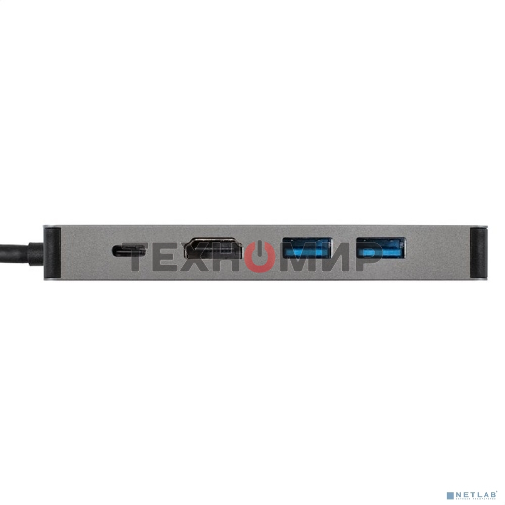 USB-концентратор ExeGate DUB-21C/PD/HL (кабель-адаптер USB Type-C --> 2xUSB3.0 + PD 100W + HDMI 4K@60Hz + Lan RJ45 10/100/1000Mb, Plug&Play, серая)
