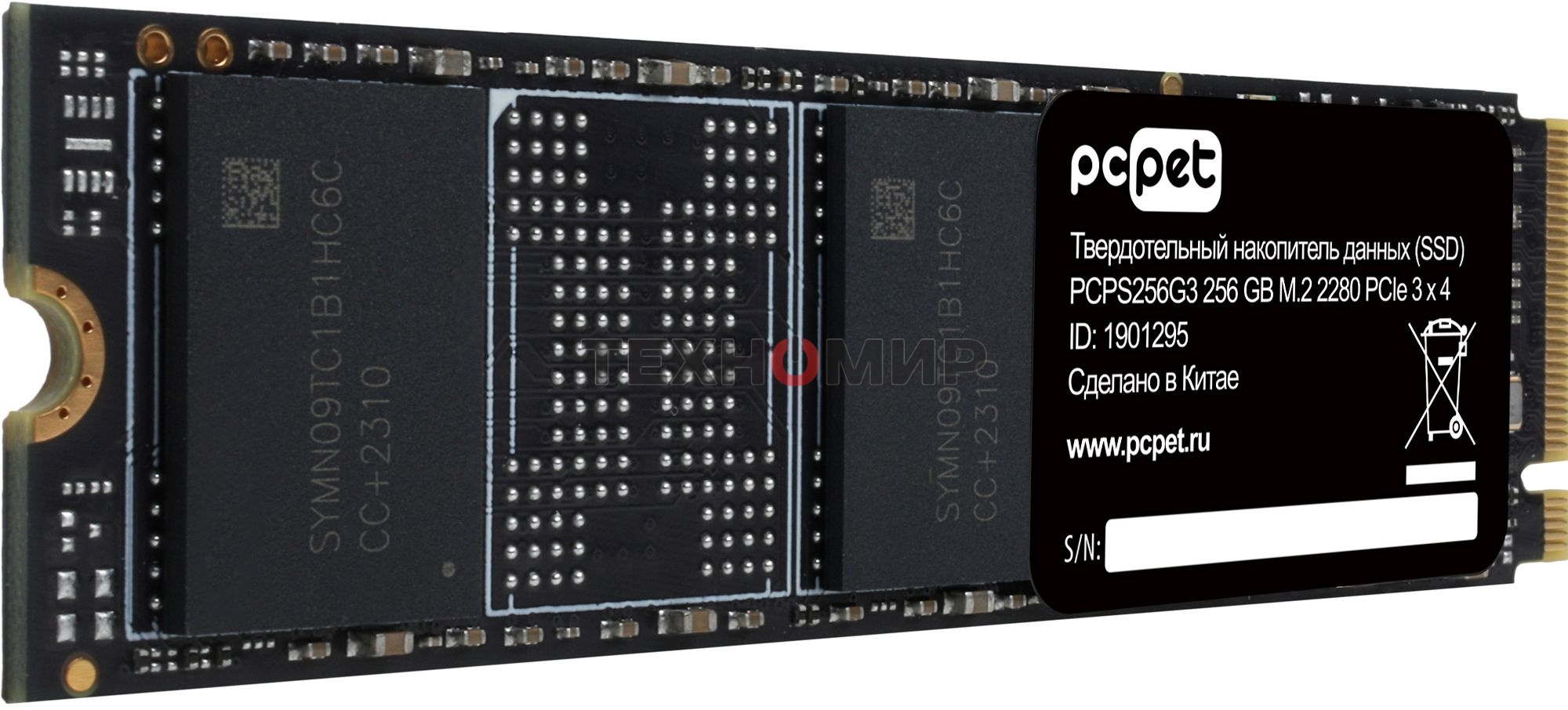 Накопитель SSD PC PET PCPS256G3, 256GB, PCIe 3.0 x4, M.2 2280, NVMe, R/W 1800/1000