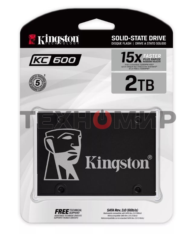 Накопитель SSD Kingston KC600, 2Tb, SATA III, 2.5