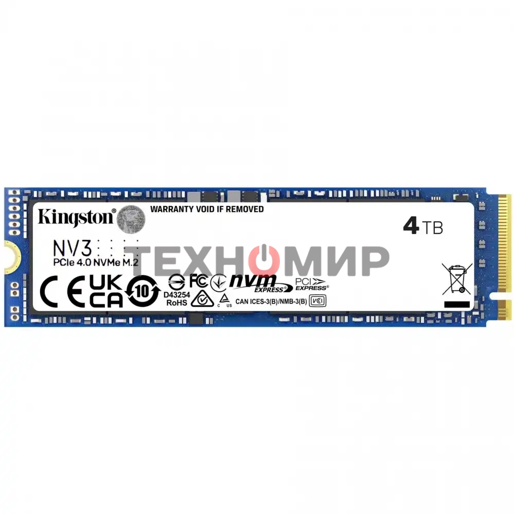 Накопитель SSD Kingston NV3, 4000Gb, M.2 2280, PCIe 4.0 x4, NVMe, R/W 6000/5000