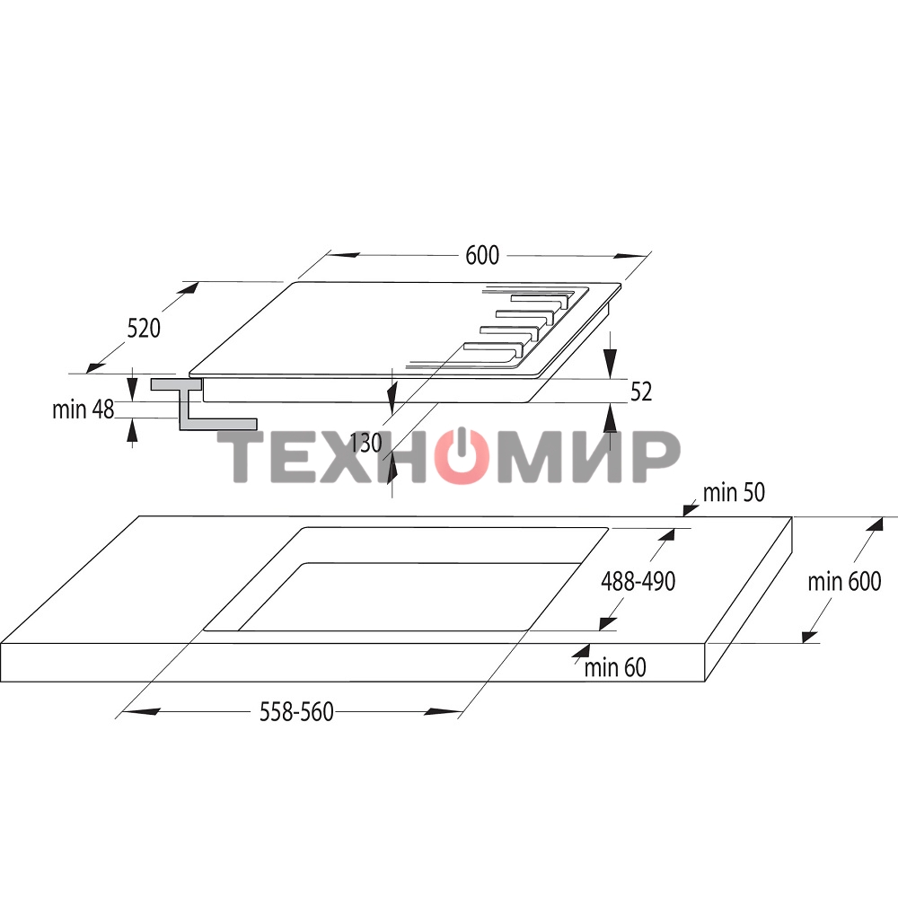 Газовая варочная панель Gorenje GW642SYB, 4 конфорки, эмалированная сталь, черный