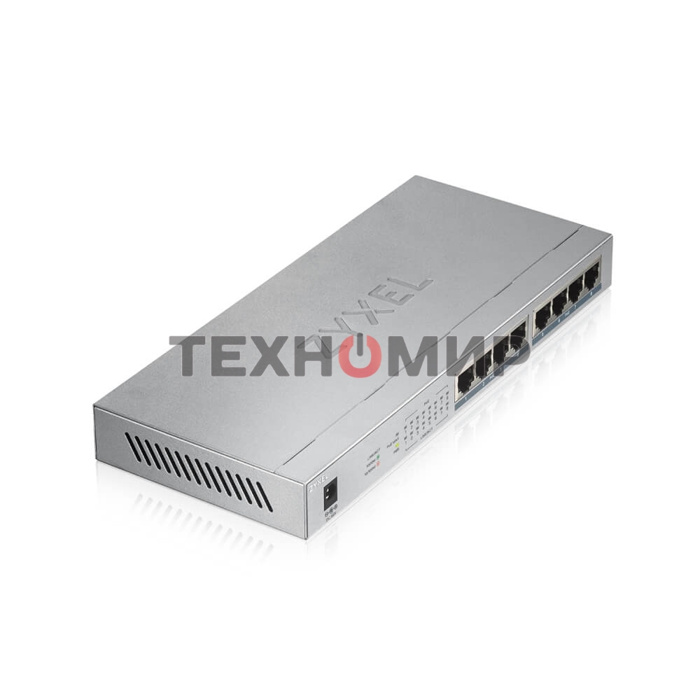 Коммутатор Zyxel GS1008HP Switch PoE +, 8xGE PoE +, tabletop, metal, silent, budget PoE 60 W
