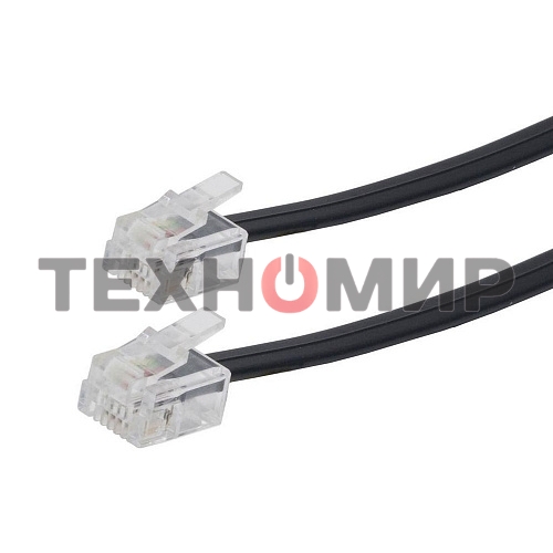 Кабель телефонный аппарат-розетка Cablexpert TC6P4C-5M-BK, 5 м черный