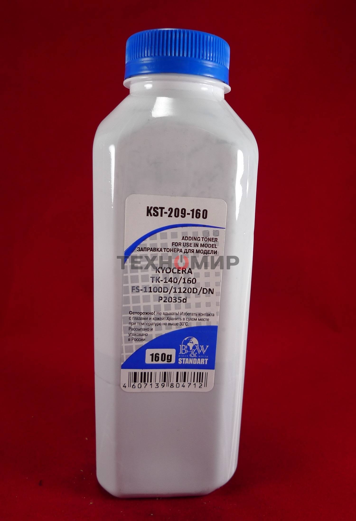 Тонер Kyocera TK-140/160, FS-1100D/1120D/DN, P2035d (фл.160г) B&W Standart фас Россия