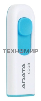 Флешка USB ADATA C008 (AC008-32G-RWE), 32Gb, USB 2.0, R/W 15/5, белый/синий