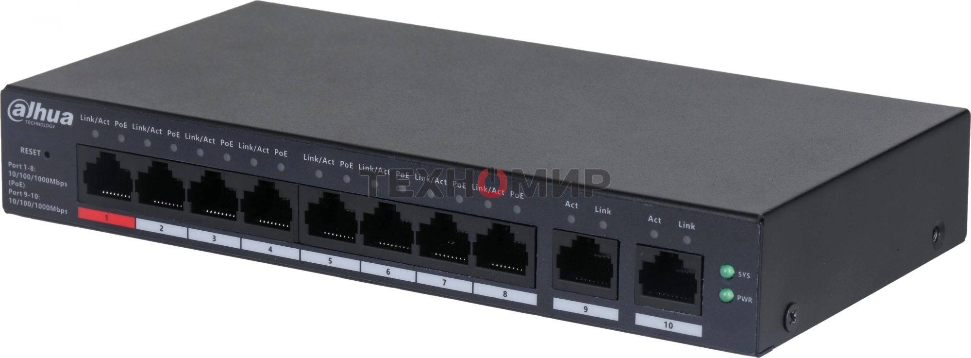 Коммутатор Dahua DH-CS4010-8GT-110 (L2) 10x100 Мбит/с 8PoE 110W управляемый