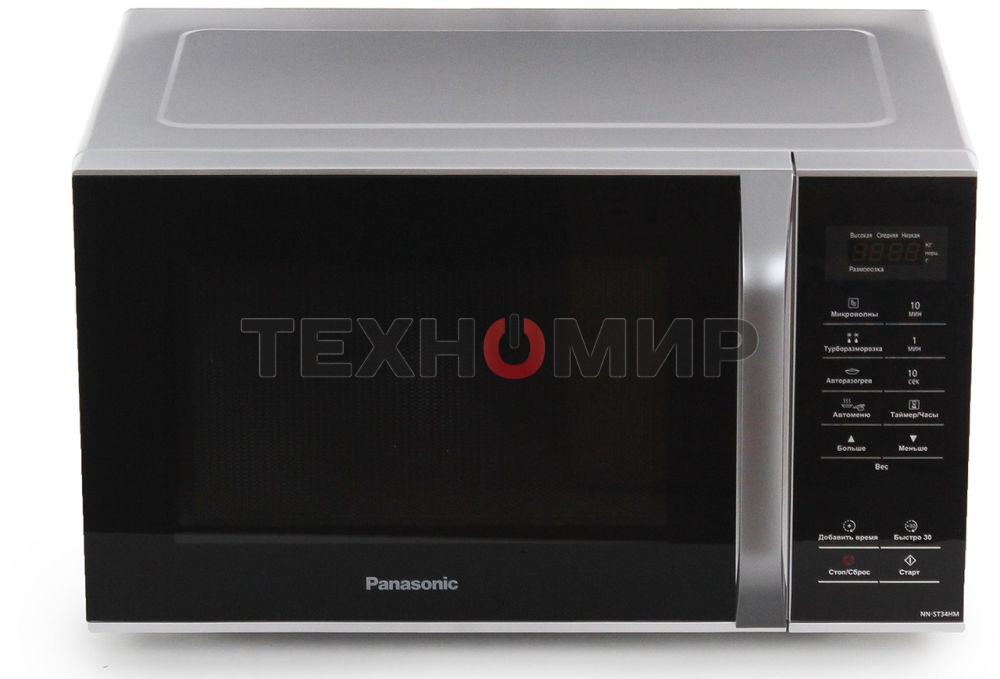 Микроволновая печь Panasonic NN-ST34HMZPE серебристый/черный, 25 л, 800 Вт, переключатели - сенсор