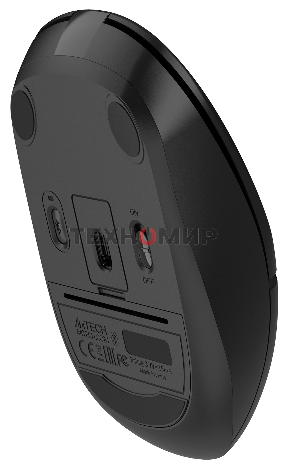 Мышь беспроводная A4Tech Fstyler FB12 черный, 1200 dpi, радиоканал, Bluetooth, USB, кнопки - 3