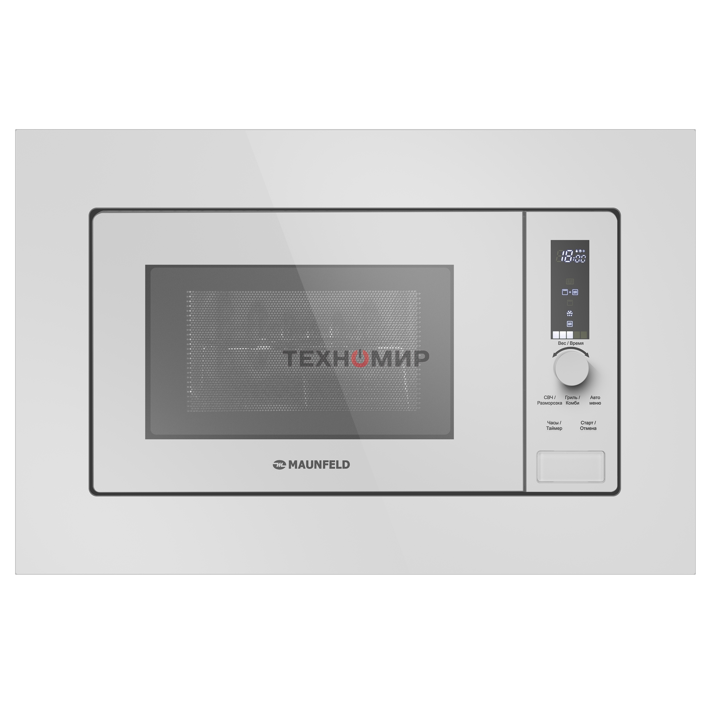 Микроволновая печь встраиваемая Maunfeld JBMO820GW01 белый, 20 л, 1080 Вт, переключатели - сенсор/поворотный механизм