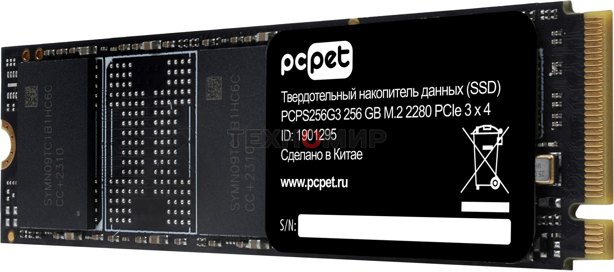 Накопитель SSD PC PET PCPS256G3, 256GB, PCIe 3.0 x4, M.2 2280, NVMe, R/W 1800/1000