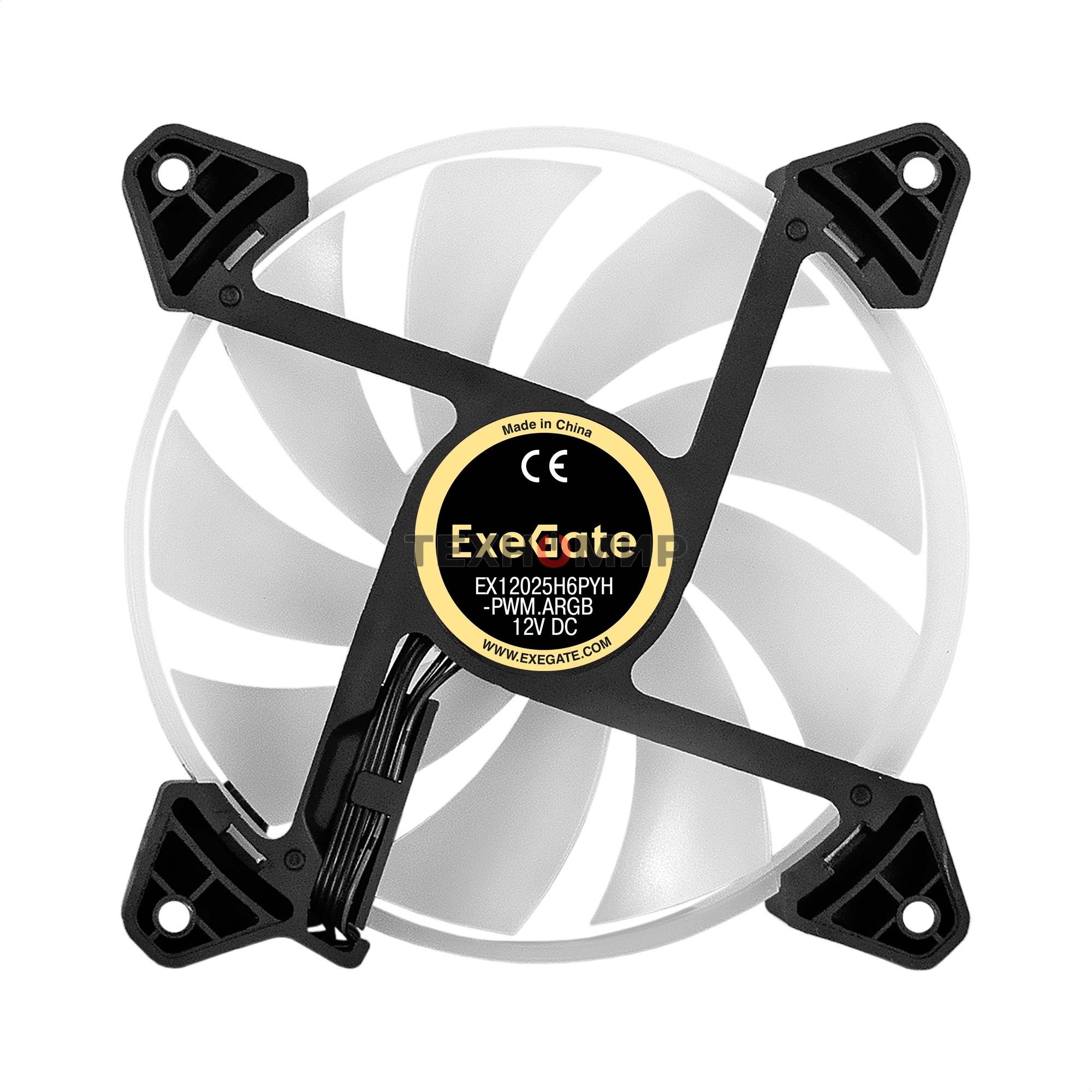 Вентилятор для корпуса ExeGate EX12025H6PYH-PWM.ARGb черный/белый, 120 мм, 1200 об/мин, 33 дБ, 6 pin