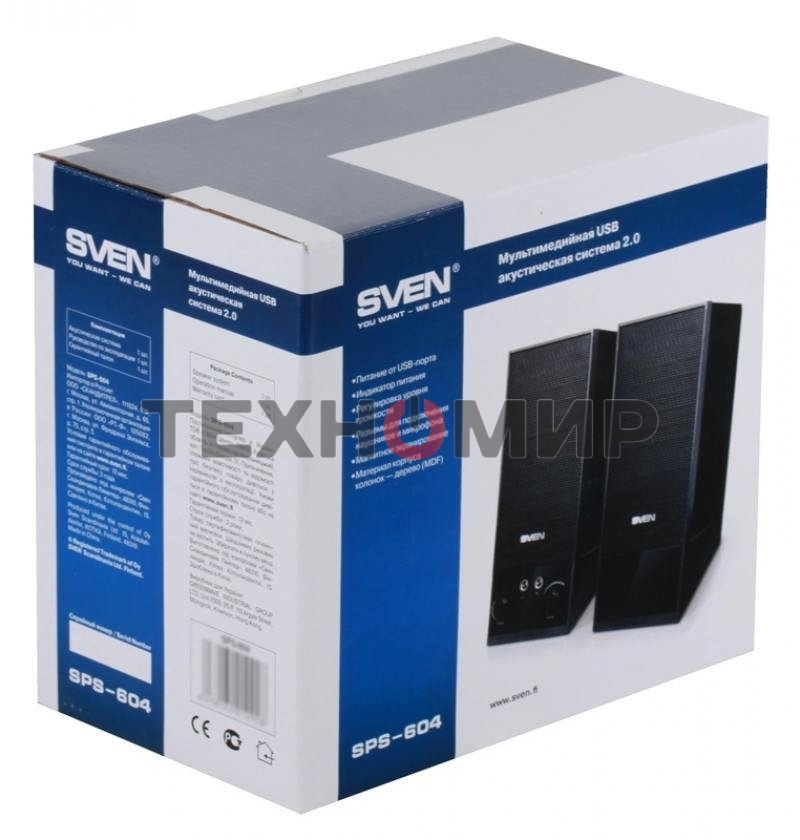 Акустическая система Sven SPS-604 2.0 черный 4Вт