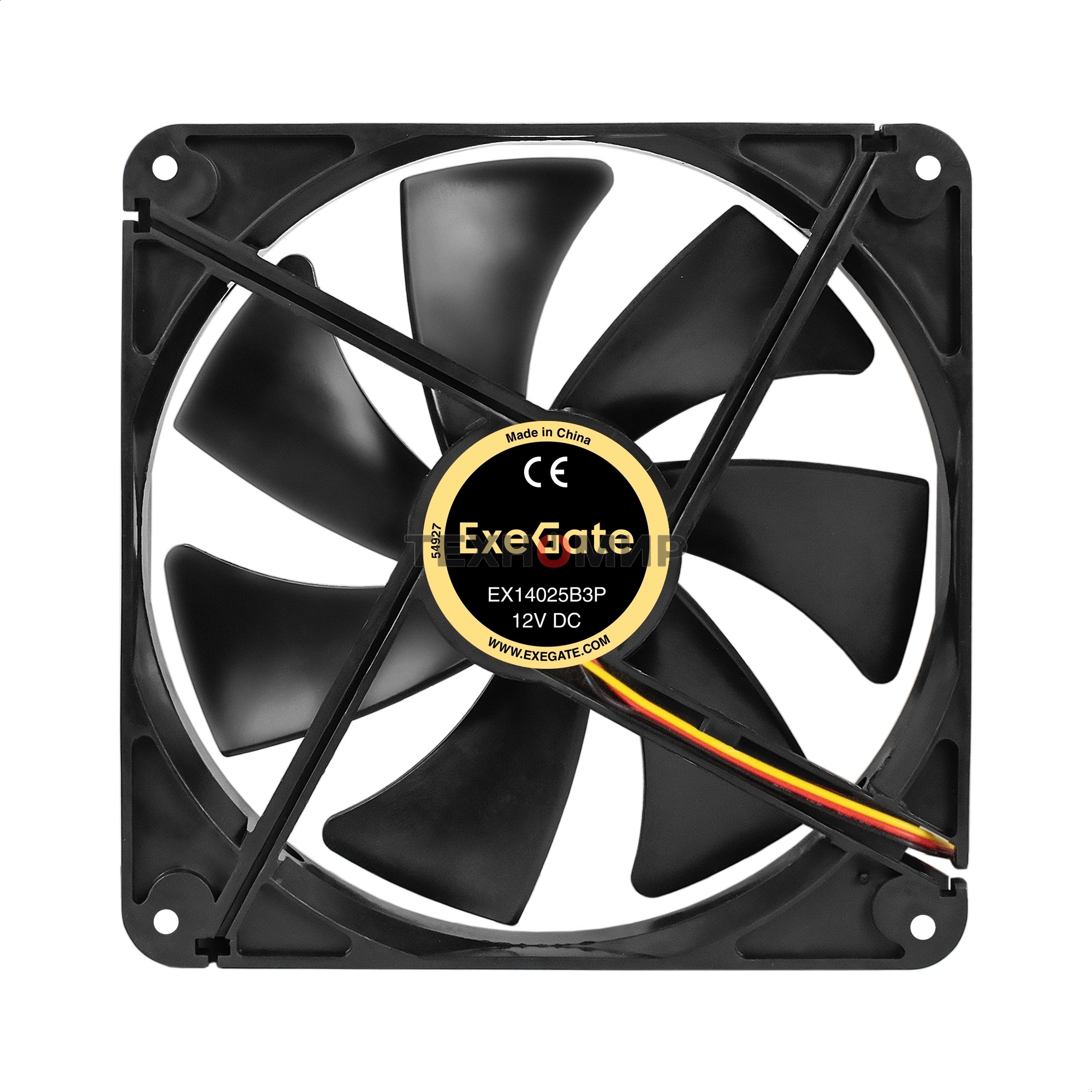 Вентилятор для корпуса ExeGate EX14025B3P черный, 140 мм, 1250 об/мин, 23 дБ, 3 pin